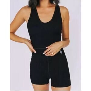 NEW Free People Movement Size M/L Free Style Black Ribbed Romper Athletic